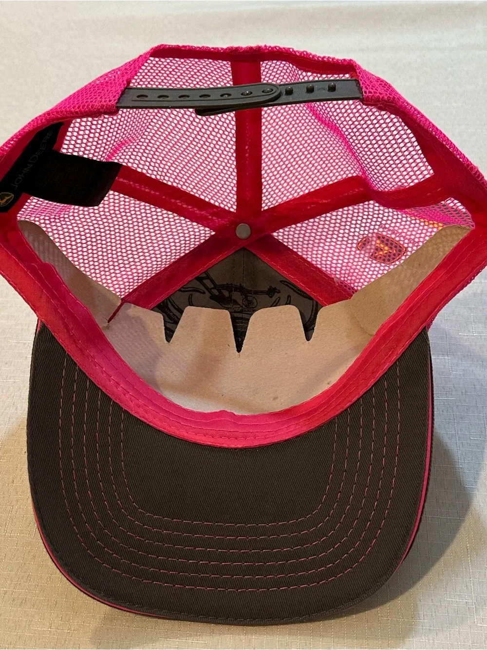 John Deere Pink Gray Mesh Trucker Hat NWT Snapback